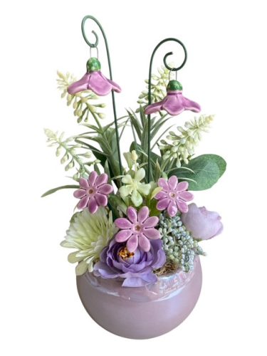 Asztaldísz mini harangvirágokkal - lila