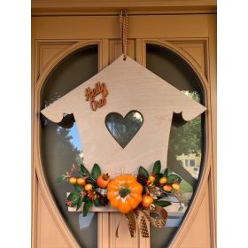 Őszi kopogtató házikó forma 30 cm