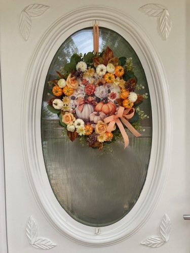 Őszi ajtódísz vintage stílusban gazdagon díszítve, 35 cm