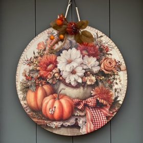 Őszi kopogtató vintage stílusú, őszi ággal, 25 cm