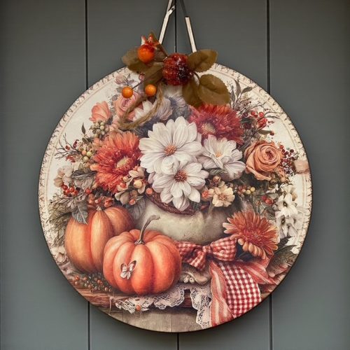 Őszi kopogtató vintage stílusú, őszi ággal, 25 cm