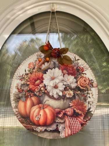 Őszi kopogtató vintage stílusú, őszi ággal, 25 cm