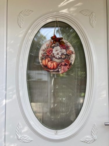 Őszi kopogtató vintage stílusú, őszi ággal, 25 cm