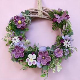 Ajtódísz kerámia virágokkal - LILA