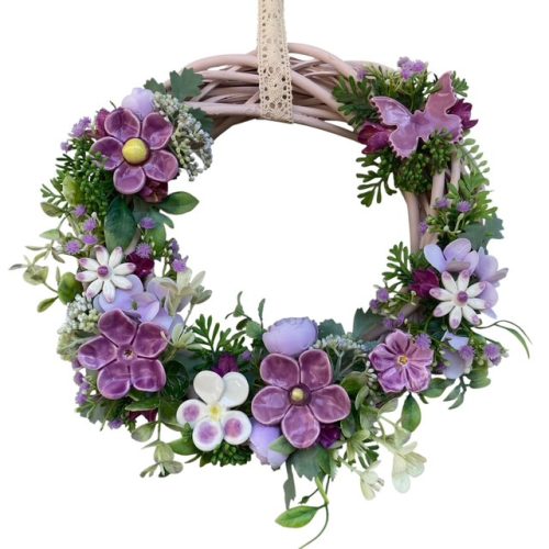 Ajtódísz kerámia virágokkal - LILA