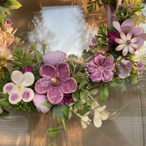 Ajtódísz kerámia virágokkal - LILA