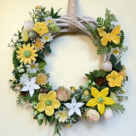 Ajtódísz kerámia virágokkal - SÁRGA