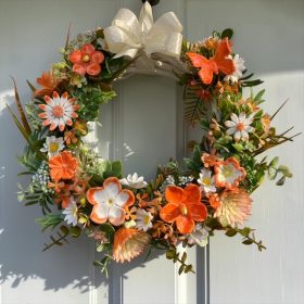 Ajtódísz kerámia virágokkal - NARANCSSÁRGA