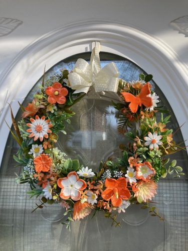 Ajtódísz kerámia virágokkal - NARANCSSÁRGA