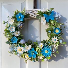 Ajtódísz kerámia virágokkal - KÉK