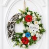 Nyári ajtódísz kerámia virágokkal, 35 cm