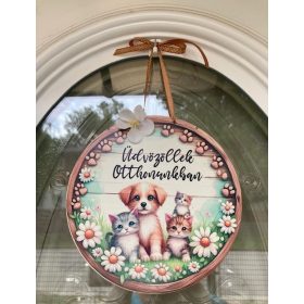 Nyomtatott ajtódísz - cicás, kutyás I.