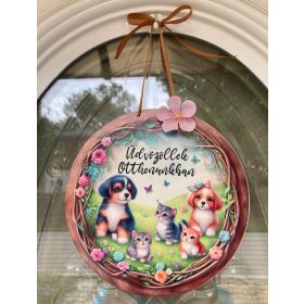 Nyomtatott ajtódísz - cicás, kutyás II.