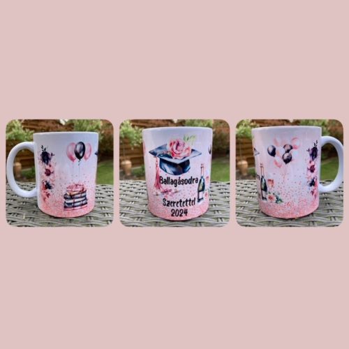 Ballagási bögre "rózsa" - egyedi felirattal is kérhető!