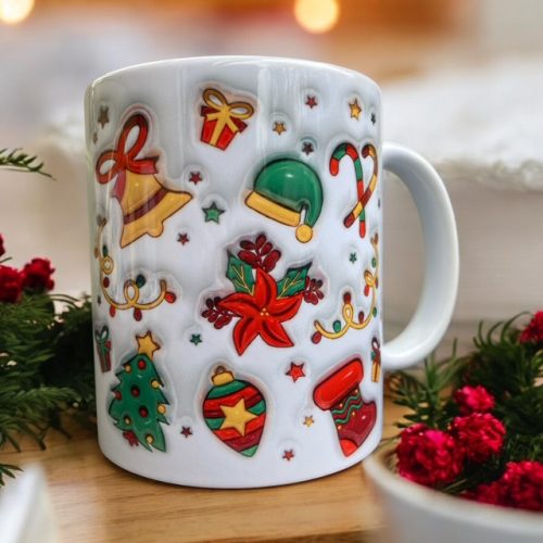 Bögre karácsonyi vegyes motívumokkal V2 3 dl