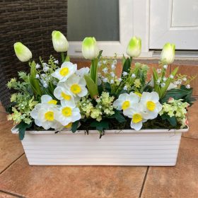 BETÉT06.Tavaszi virágláda betét tulipánnal, nárcisszal