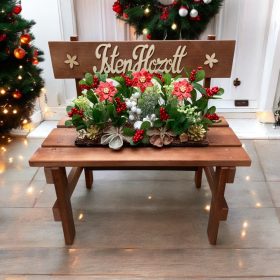   BETÉT101.Karácsonyi virágláda betét KERÁMIA MIKULÁSVIRÁGOKKAL, 40 cm-es