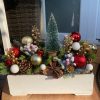 BETÉT112. Prémium Karácsonyi virágláda betét piros/arany, 40 cm-es