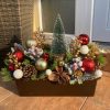 BETÉT112. Prémium Karácsonyi virágláda betét piros/arany, 40 cm-es