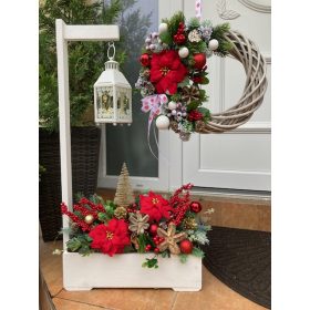   BETÉT121. Exclusive Karácsonyi virágláda betét MIKULÁSVIRÁGOKKAL -  40 cm-es