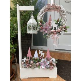   BETÉT122. Exclusive Karácsonyi virágláda betét RÓZSASZÍN -  40 cm-es