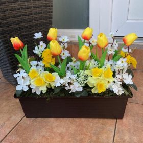 BETÉT11.Tavaszi virágláda betét sárga tulipánokkal