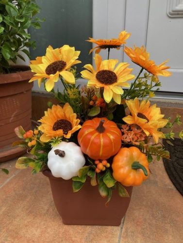BETÉT64.Őszi virágláda betét napraforgóval