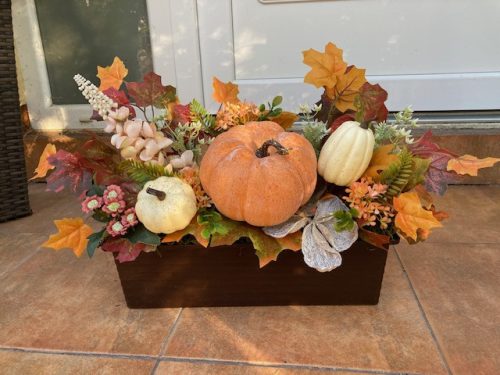 BETÉT73.Őszi virágláda betét óriás tökkel,  40 cm-es