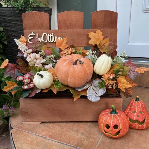 BETÉT73.Őszi virágláda betét óriás tökkel,  40 cm-es