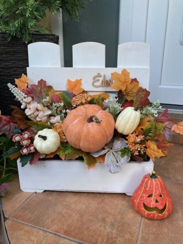 BETÉT73.Őszi virágláda betét óriás tökkel,  40 cm-es