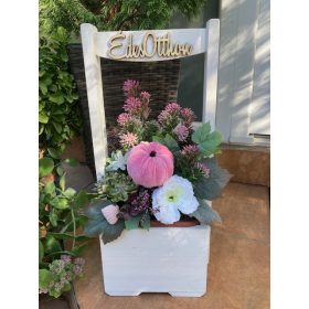 BETÉT80.Őszi virágláda betét rózsaszín tökkel