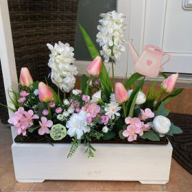 Tavaszi virágláda betét rózsaszín tulipánnal, 40 cm-es