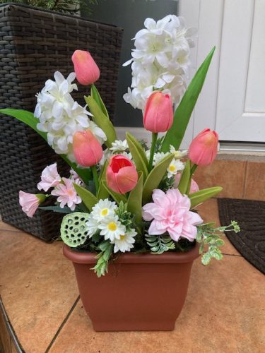 Tavaszi virágláda betét tulipánnal, jácinttal