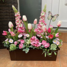   Tavaszi virágláda betét rózsaszín virágokkal - 40 cm-es
