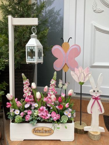 Tavaszi virágláda betét rózsaszín virágokkal - 40 cm-es