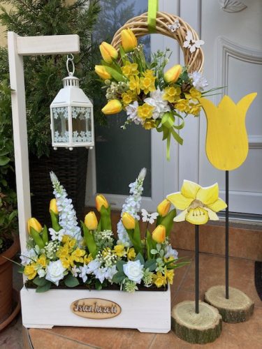 Tavaszi virágláda betét sárga tulipánokkal 