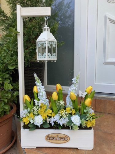 Tavaszi virágláda betét sárga tulipánokkal 