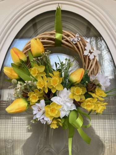 Tavaszi virágláda betét sárga tulipánokkal 