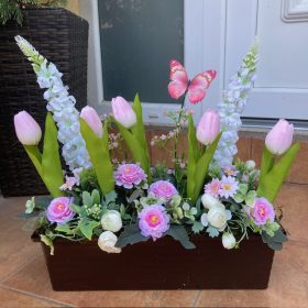 Tavaszi virágláda betét rózsaszín tulipánokkal 