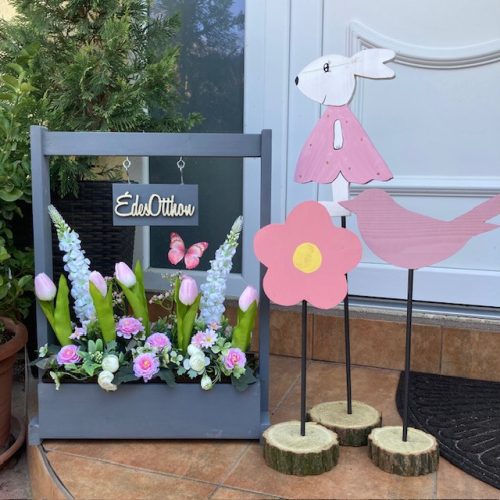 Tavaszi virágláda betét rózsaszín tulipánokkal 