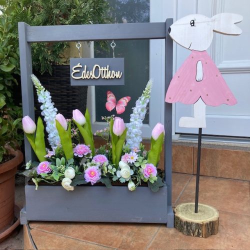 Tavaszi virágláda betét rózsaszín tulipánokkal 