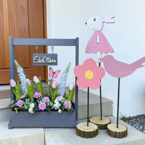 Tavaszi virágláda betét rózsaszín tulipánokkal 