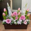 Tavaszi virágláda betét rózsaszín liziantusszal