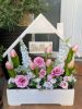 Tavaszi virágláda betét rózsaszín liziantusszal