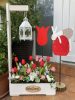 Tavaszi virágláda betét piros tulipánokkal