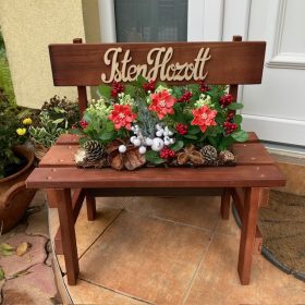 Kerti pad - Fa virágtartó pad, sötétbarna