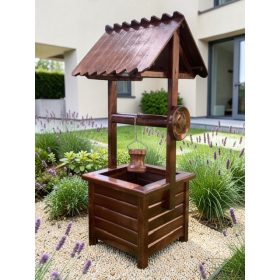 Fa kerekes kút 90 cm  - sötét barna