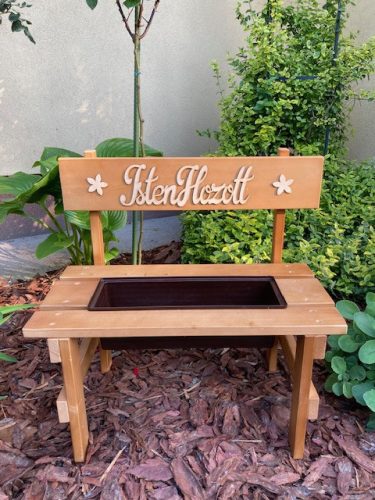 Kerti pad - Fa virágtartó pad, dióbarna