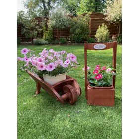 Szett 13.Talicska + kocka virágláda - cseresznye