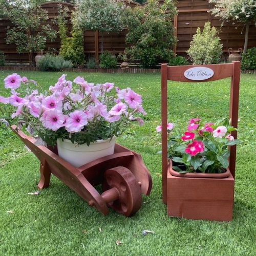 Szett 13.Talicska + kocka virágláda - cseresznye